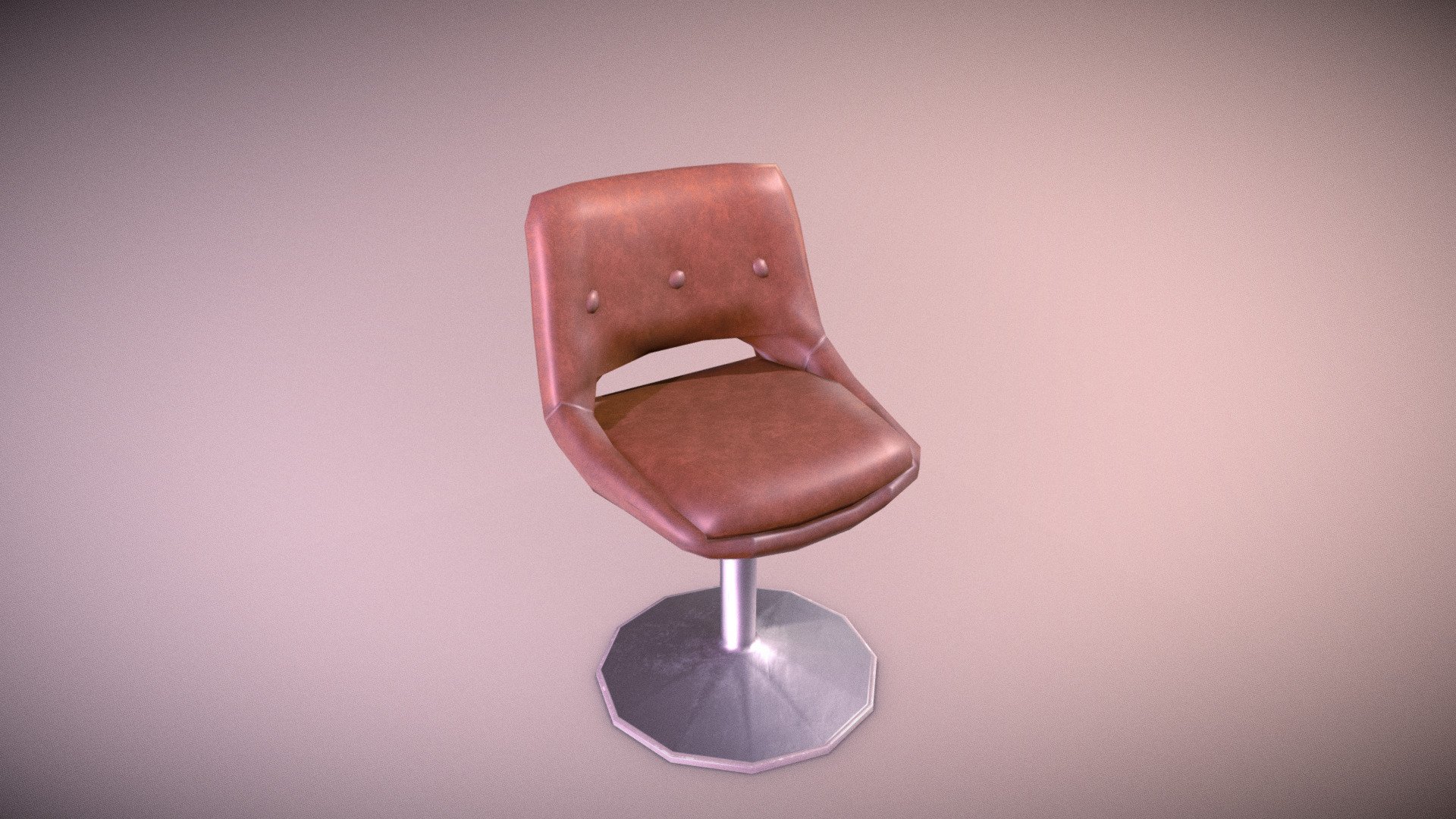 Found an immaculate retro barber reception chair at an antique store so I decided to buy it and turn it into a low-poly 3D model.
 Full genuine leather of course with a shiny rotating steel stand.

 Feel Free to download this asset and use it in your non-commersial projects.

Modeled in Blender 2.79, textured in Substance. Scaled using a ruler for exact real-life measurements 3d model