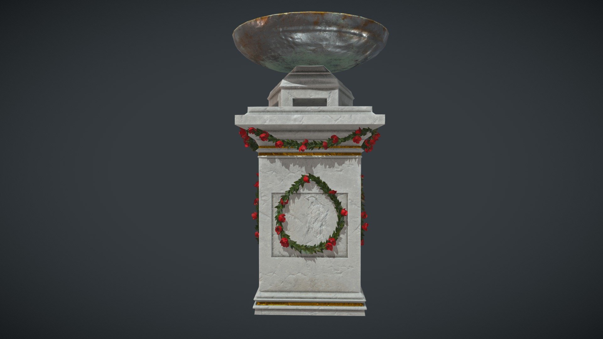 This torch was modeled, sculpted, uv unwrapped in Blender. 
Texturing was done in Substance Designer and Painter.
Many thanks to Martin Klekner for the inspiration.
Polycount without leafs and flowers: 
- faces = 1216
- tris = 2368 - Ancient Greek Torch - 3D model by IDene 3d model
