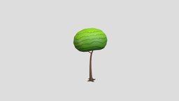 Cartoon Tree 006 tree, plant, forest, toon, style, small, park, vegetation, nature, bush, jungle, conifer, cartoon, game, wood, environment