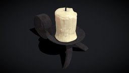 Simple Iron Chamberstick wax, medieval, architectural, flame, antique, candle, candles, candlestick, decor, models, candlelight, melting, unrealengine, wick, various, additional, lowpoly, home, decoration, halloween, interior, light