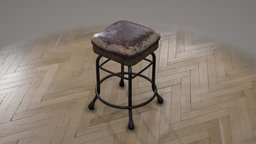 Old Stool stool, unrealengine, funriture, substancepainter, asset, blender, chair, home, gameready