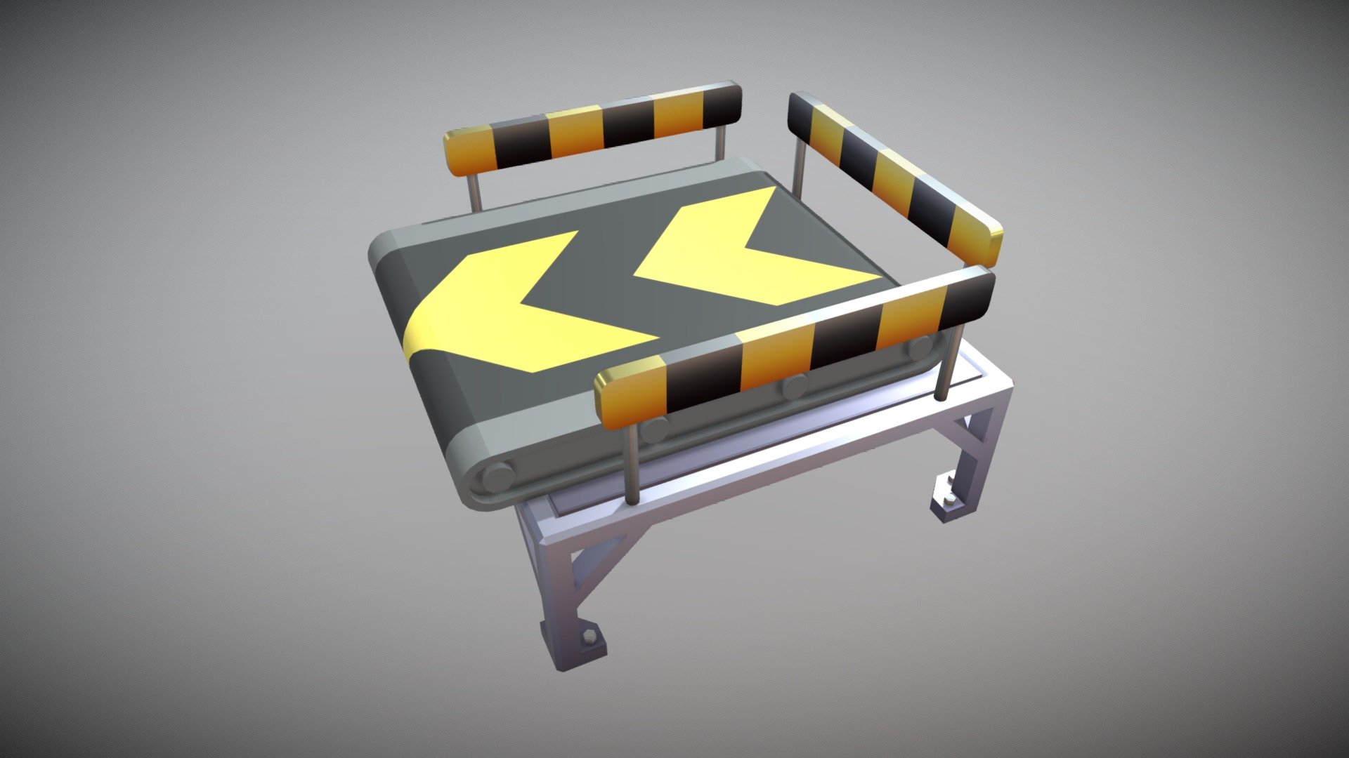 Sample of a stylised conveyor belt, complete with barriers and a frame 3d model