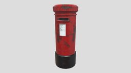 Red Post Box uk, postbox, substancepainter, substance