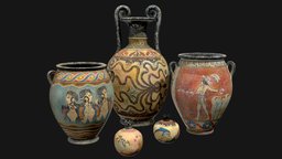 Minoan Pottery scanning, pottery, cultural, heritage, artifact, knossos, minoan, crete, vases, pomegranate, photogrammetry, 3d, scan, noai