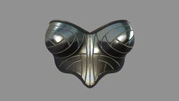 Female Futuristic Shiny Pannels Bralet Top armour, club, , fashion, girls, tube, top, dance, shiny, disco, metal, womens, wear, plates, crop, pannels, character, pbr, low, poly, sci-fi, futuristic, female, fantasy, gold, strapless, bralet