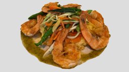 Shrimp Dinner 🍤 food, restaurant, good, shrimp, dinner, ocean, meal, snack, delicious, fancy, tasty, hungry, vegetables, sealife, seafood, crustaceans, shellfish, asset, sea, shrimps, polycam