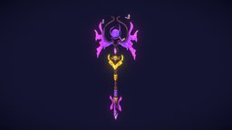 Mystic Monarch dae, staff, purple, crystal, worldofwarcraft, daehowest, weaponcraft, weapon, handpainted, blender, lowpoly, gameart, stylized, wow, magic, unholy, gameart2024