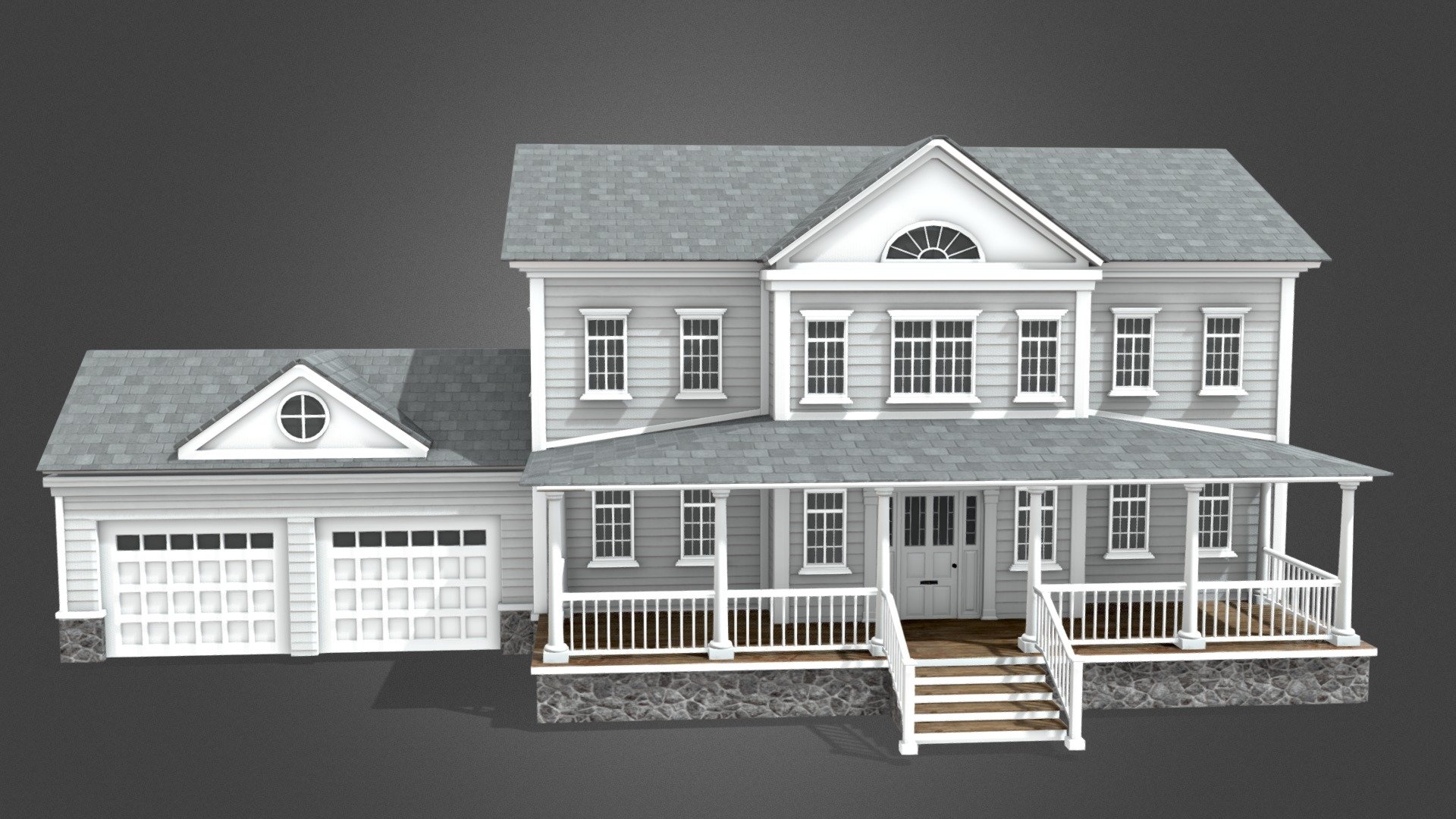 Colonial style home, can be used in games or for architecture visualization.  I tried keeping the poly count low 3d model