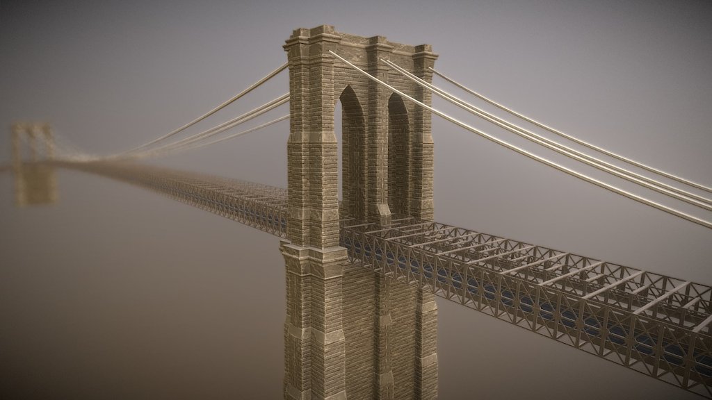 Low poly Brooklyn bridge for a scene - New York Brooklyn bridge - 3D model by QuentinVR 3d model