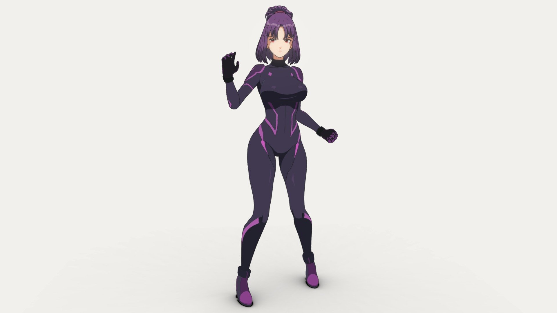 A 3D anime model, with colors and features reminiscent of the 80s.

Original Design by Kevin Rivera for an upcoming RPG.

For commissions, Discord: thiagolessa - Violet Nox - 3D model by LessaB3D 3d model