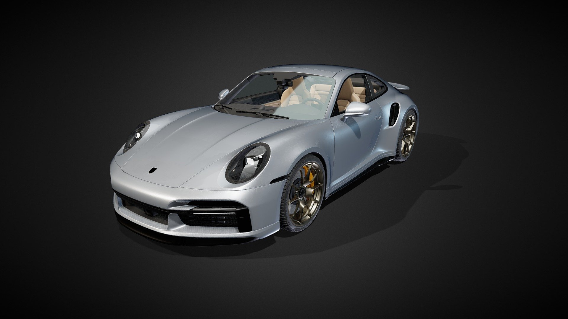 Porsche Carrera 911 Turbo S  - 992

High detailed, realistic sports car model with detailed interior. Doors can be opened, steering wheel is not attached and has proper pivot point for steering



-LOD0 car model: 165035 tris

-LOD0 interior: 98970 tris

-LOD1 car model with blank interior: 19594 tris



Car uses only 5 materials total: Car body, Wheels, Interior, Glass, Plastic/Metal details.



All textures are 4096x4096 and 512x512 for plastic/metal details.

PSD files for color customization are included.

.Max source file included - Porsche Carrera 911 Turbo S 992 - Buy Royalty Free 3D model by arunas b. (@arunasb) 3d model
