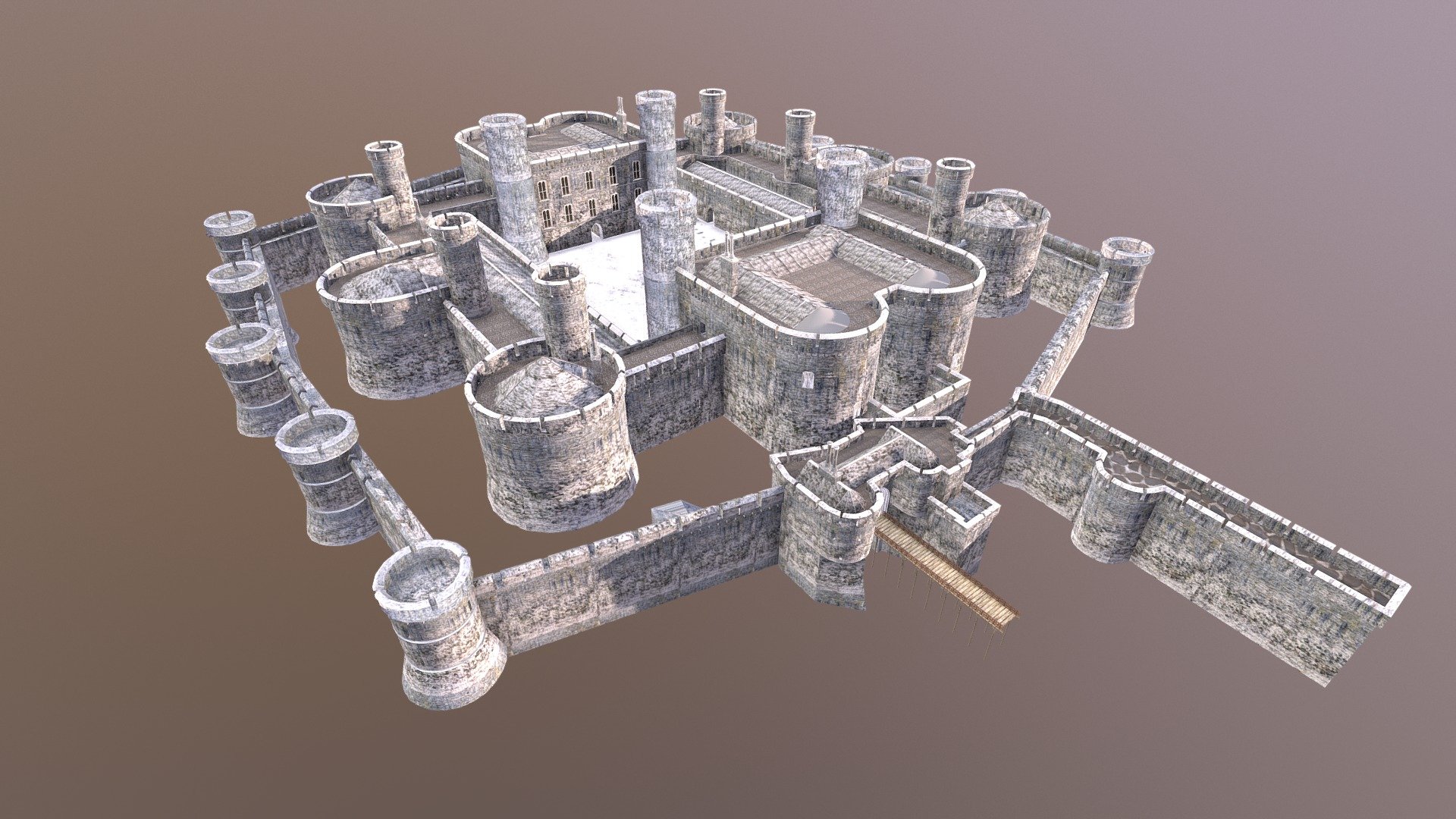 Quick model upload of our Beaumaris Castle. Made in 3DS Max, this model is part of a VR scene we are making. See the footage https://www.youtube.com/watch?v=bhmev8_wX-M

This castle was built by King Edward but ran out of funds to complete due to the threat from the Scots. Today, this castle is only half complete and owned by the Welsh heritage body, CADW 3d model