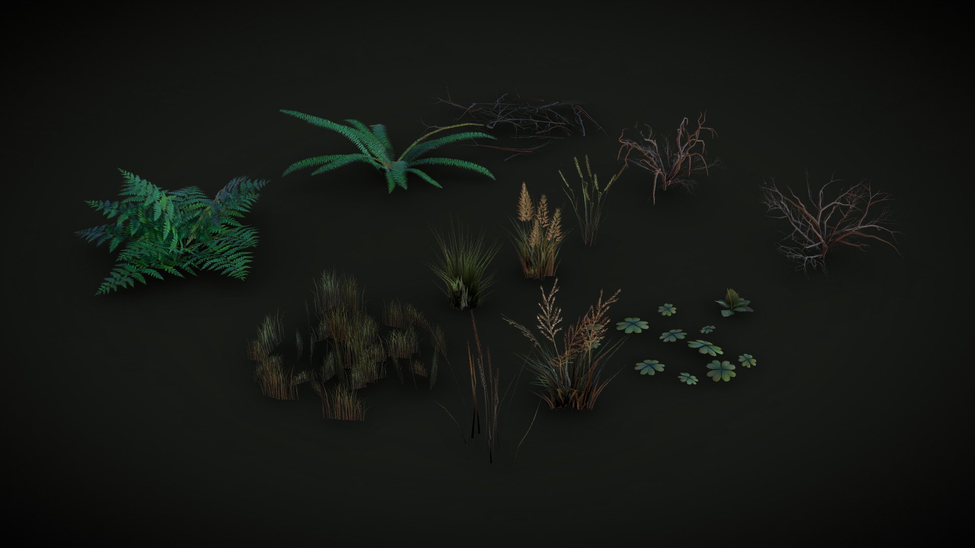 Some more foliage from another abandoned scene I was working on a while ago. Hope you find it useful! - Some Foliage - Download Free 3D model by soidev 3d model