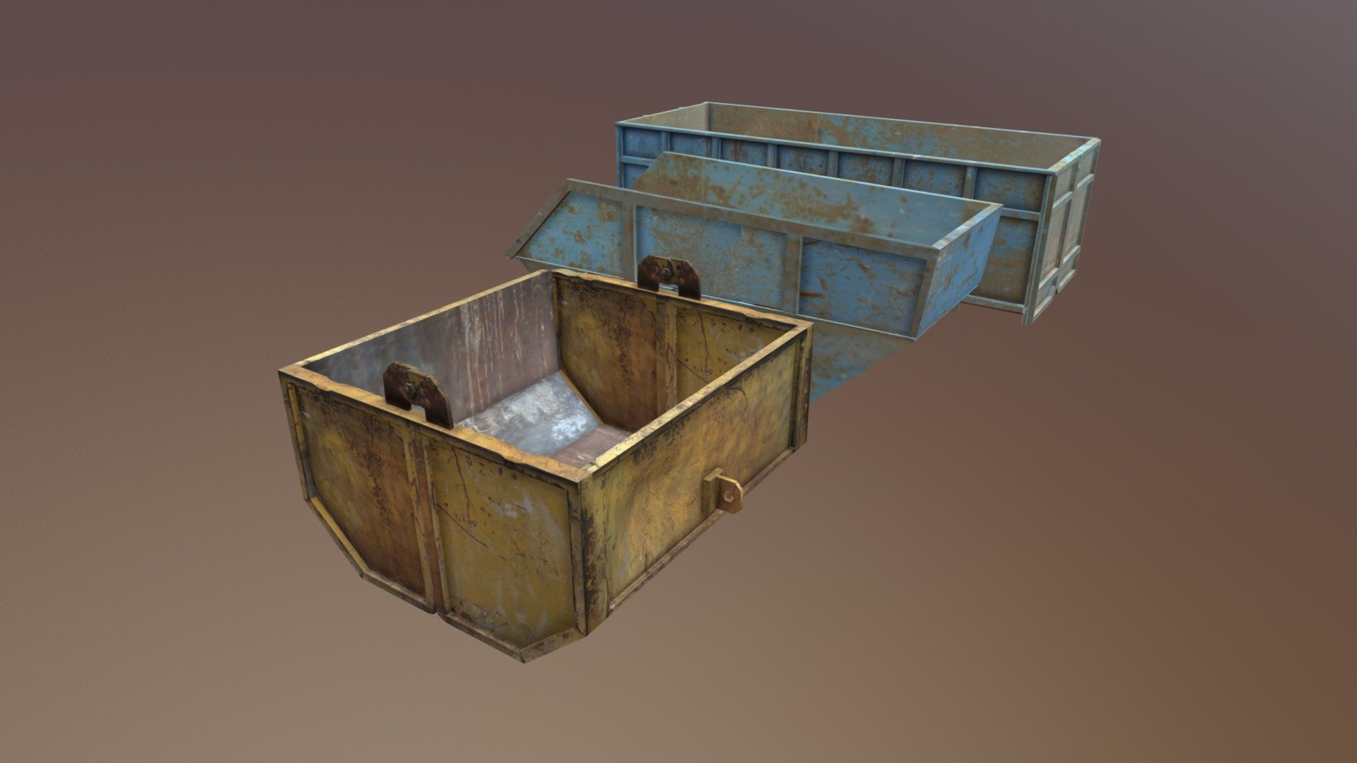 Three 3D models of trash containers 3d model