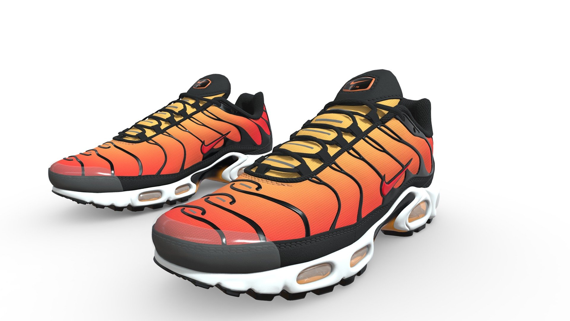 Air Max Plus PBR was created with real world scale,all textures created with high quality to provide you beautiful results like r . i have provide you different format with several all textures has 4K resolution - Air Max Plus Tiger OG PBR - Buy Royalty Free 3D model by aimadbro 3d model