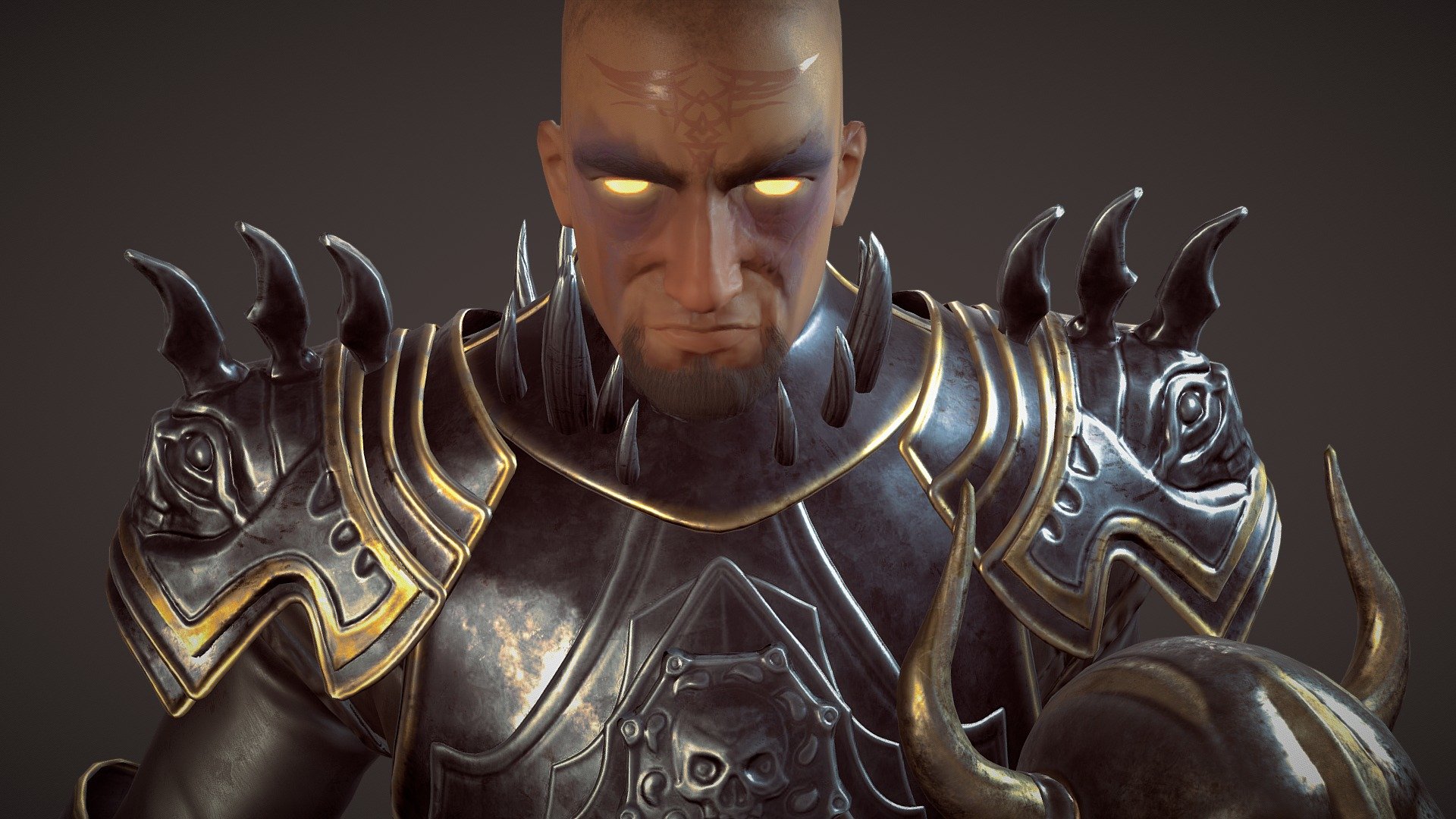 This is the infamous antihero from Baldur's Gate series known as Sarevok Anchev enjoy!

You can see more of the workflow here: https://www.artstation.com/artwork/4Xw0Gn

Reference Picture:  - Deathbringer - 3D model by DimChryss 3d model