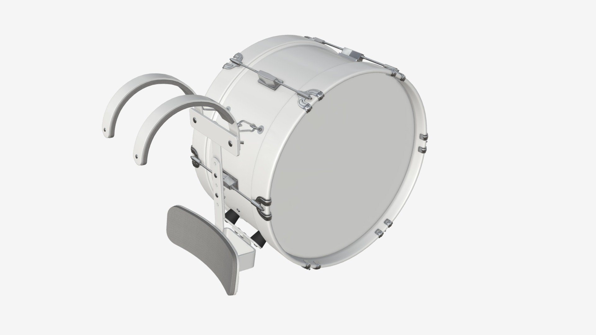 Marching bass drum with carrier pure white - Buy Royalty Free 3D model by HQ3DMOD (@AivisAstics) 3d model