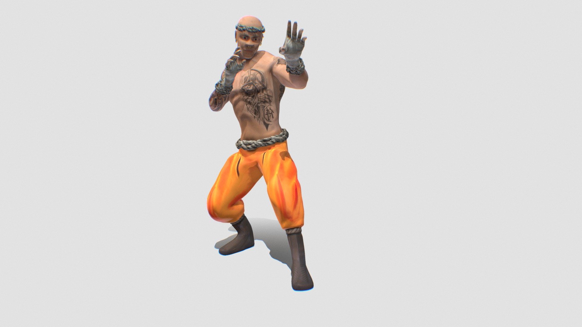 Shaolin Fighter is a Character Rigged game ready FBX
with Idle Fight Animation Pose.
High Poly Mesh Rez to Low Poly Rez.
Texture Painted skin 2048x2048 with details.

Made in Blender - Shaolin Fighter Rigged Character - Buy Royalty Free 3D model by Alessio Scarpa (@AlessioScarpa) 3d model