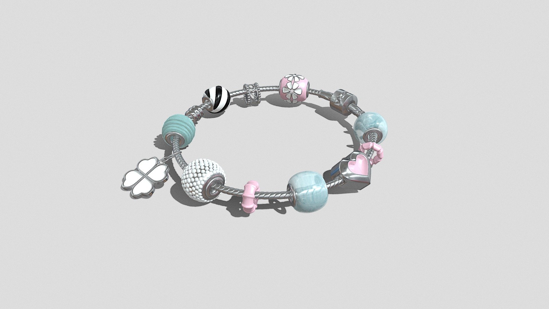 Bracelet et charms Pandora - Bracelet Pandora - 3D model by newmag2207 3d model
