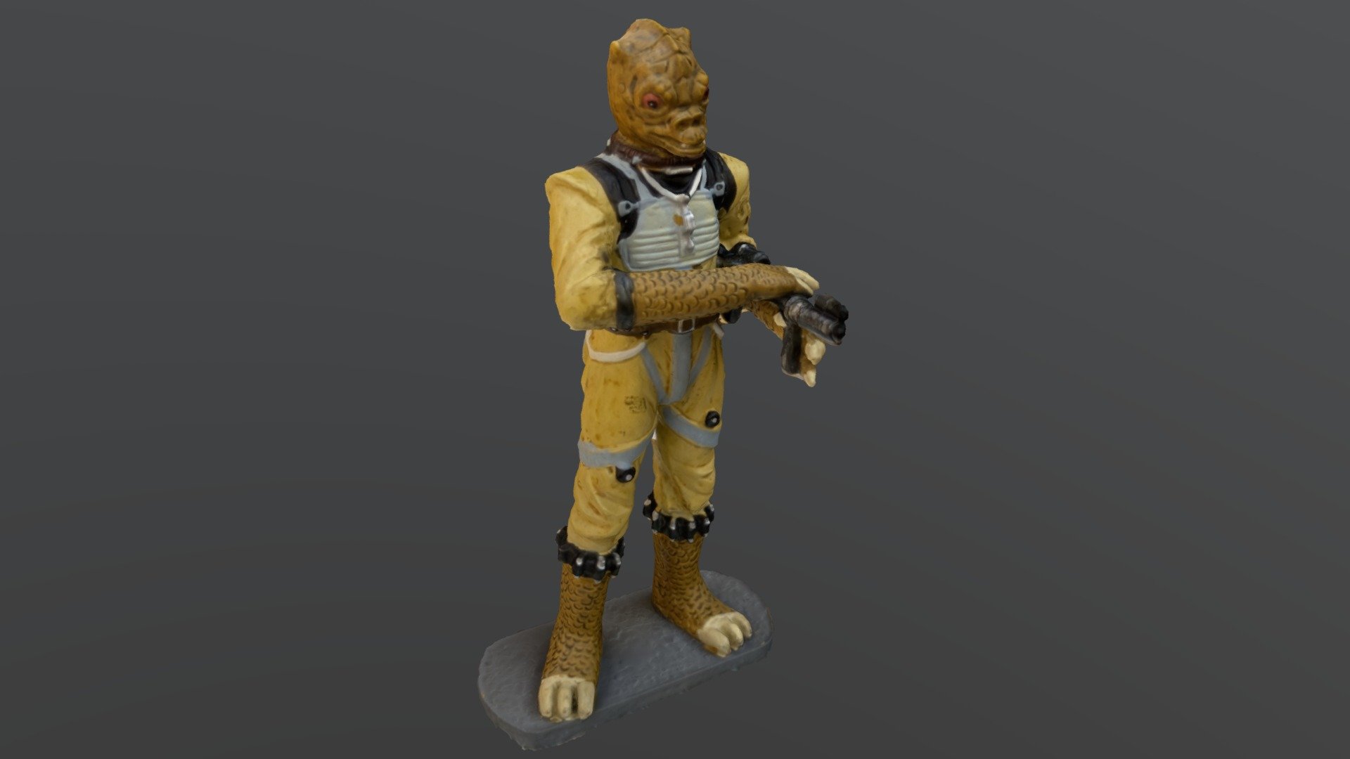 A miniature lead statue of Bossk, a character from the Star Wars franchise, captured with RealityScan photogrammetry software 3d model