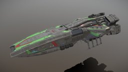 Dimitrius Class Carrier starship, spacecraft, carrier, game-ready, pbs, msgdi, asset, pbr, lowpoly, scifi, ship, modular, space, spaceship