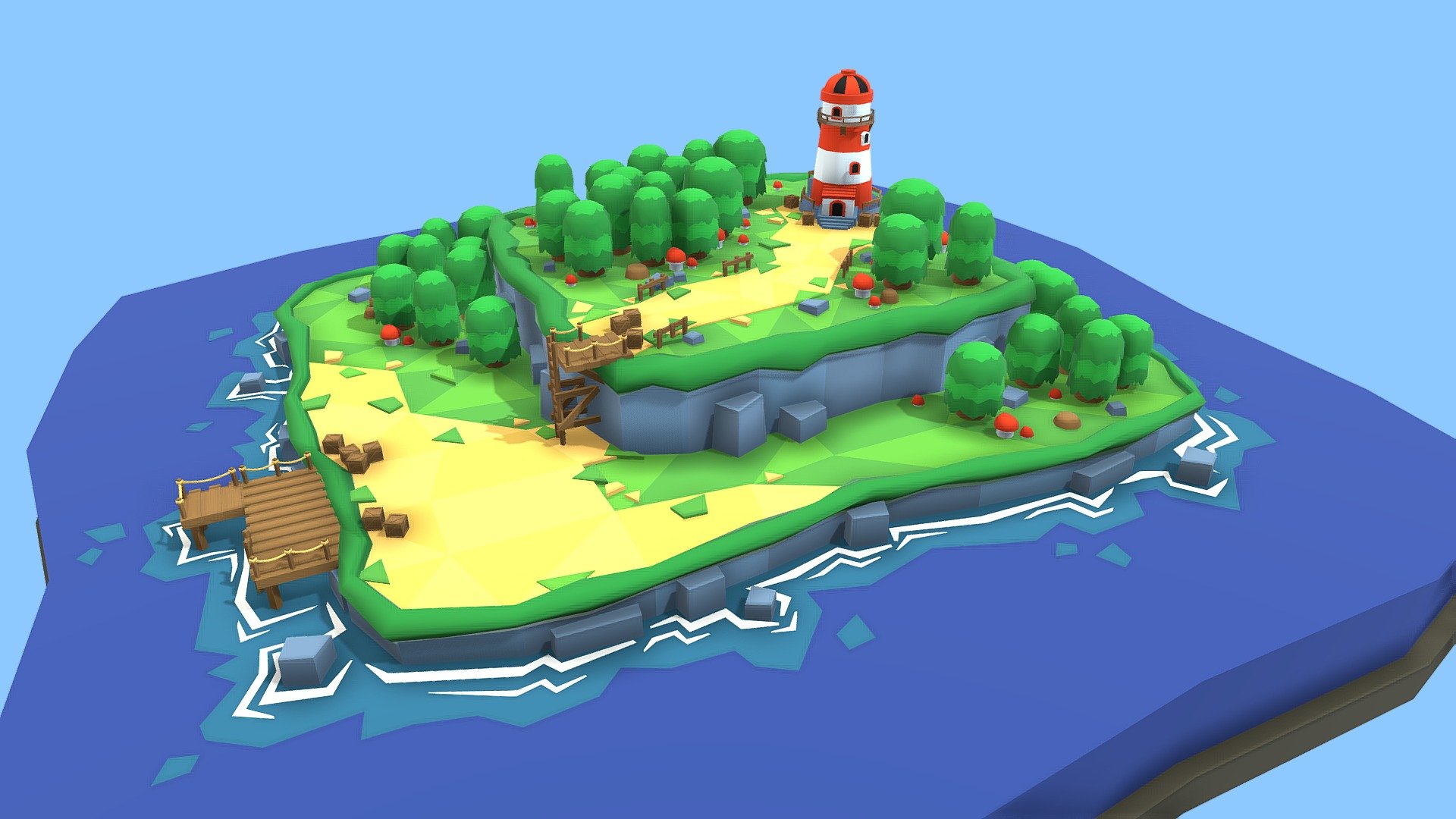 Ligthhouse Island - 3D model by Captain LowPoly (@captainlowpoly) 3d model