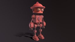 Stylized Cartoony Rusty Fireman Robot