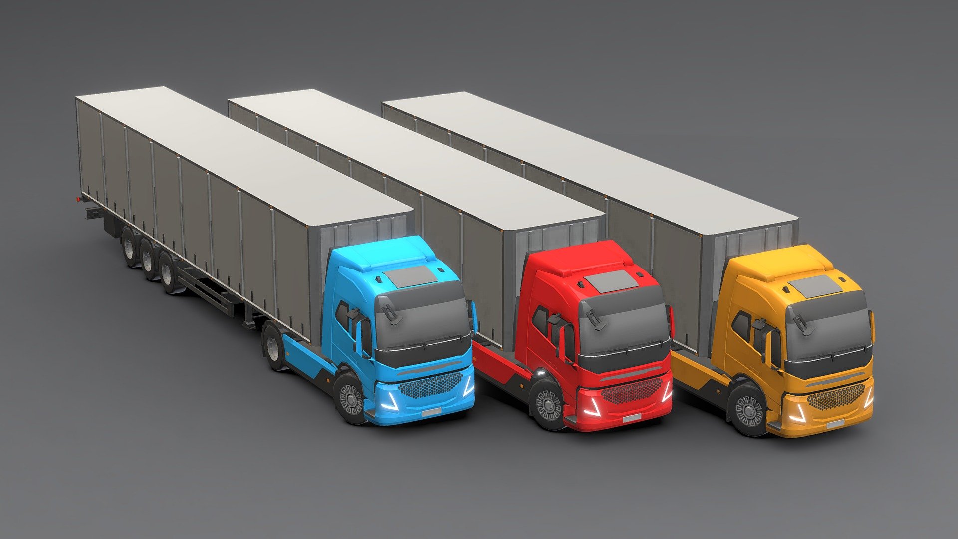 Volvo Trucks 2022 Low-poly 3D.




You can use these models in any game and project.




This model is made with order and precision.




The color of the body and wheels can be changed.




Separated parts (body. wheel.Trailers ).




Very low poly.




Average poly count: 28/000 Tris.




Texture size: 128/256 (PNG).




Number of textures: 2.




Number of materials: 3.




format: fbx, obj, 3d max


 - Volvo Trucks 2022 Low-poly 3D - Buy Royalty Free 3D model by Sidra (@Sidramax) 3d model