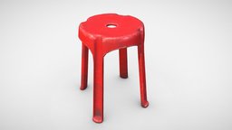 Realistic Plastic Chair red, dirty, round, realistic, old, malaysia, chair-furniture, chairmodel, plastic-chairs, chair, plastic