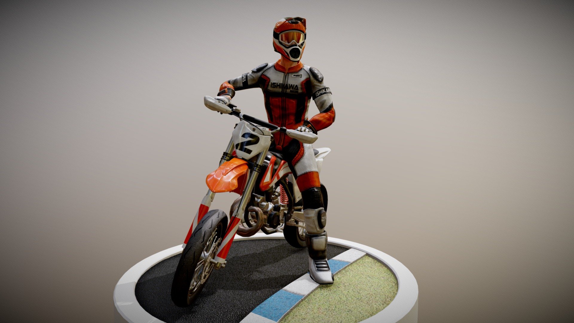This is a re-imagining of a previous piece I made while I was in college. I feel like I've learned a lot since graduating, and wanted to give it another shot. I particularly wanted to improve my texturing abilities, by seeing how much detail I could add to the rider's outfit 3d model