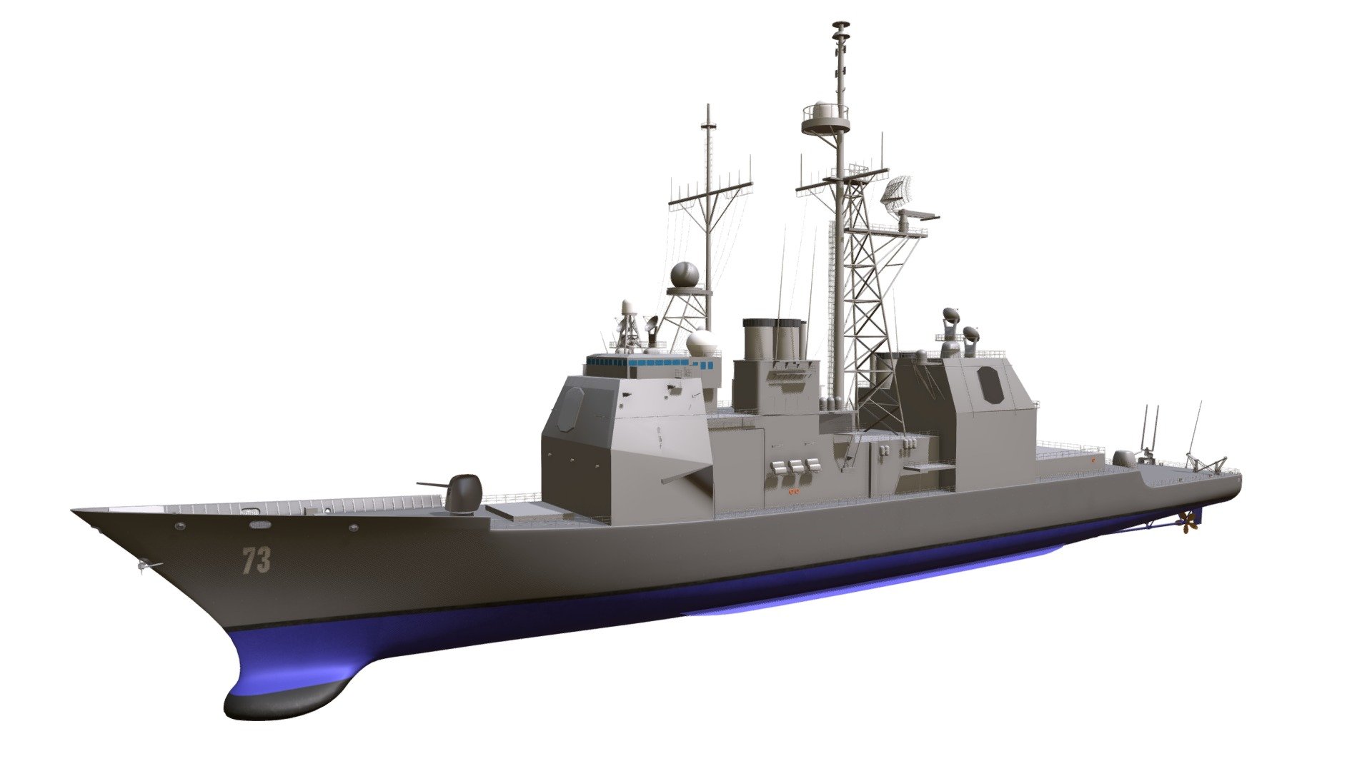 Detailed 3d model of USS Port Royal (CG-73) missile cruiser 3d model