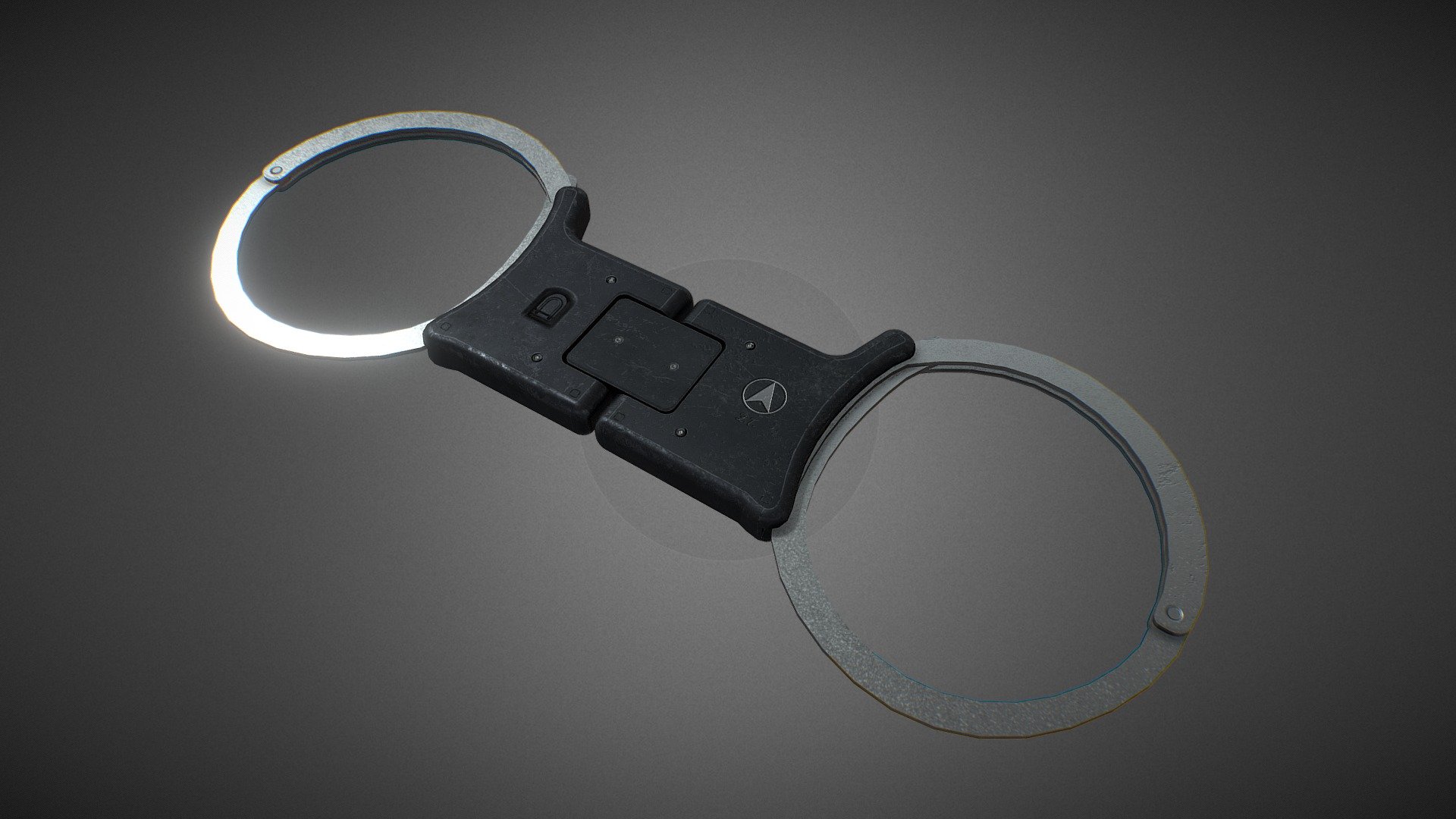 Rigid handcuffs made in blender, unwrapped and with PBR 4K materials Polygon count: Vertices: 2180 Triangles: 4332 Number of materials: 1 Types of materials and texture maps and number of textures: PBR (BaseColor, Curve, AO, Height, Metallic, Roughness and Normal) - 1 Texture Texture dimensions: 4096x4096 UV mapping: Yes Rigging: No Animated: No - Rigid folding handcuffs - 3D model by zombitt 3d model
