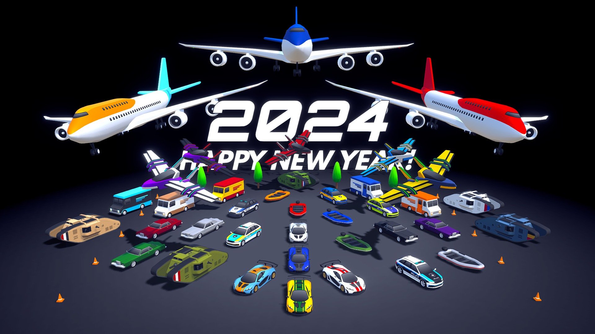 Thank you for another great year ❤️. We wish you a very successful year 2024!. This is the first update of the year for ARCADE: Ultimate Vehicles Pack. All these cars are now available in Sketchfab, Unity Asset Store and Mena's website.

This update includes 8 new vehicles. We hope you like it.

Best regards, Mena.

 - JANUARY 2024: Happy New Year! - 3D model by Mena (@MenaStudios) 3d model