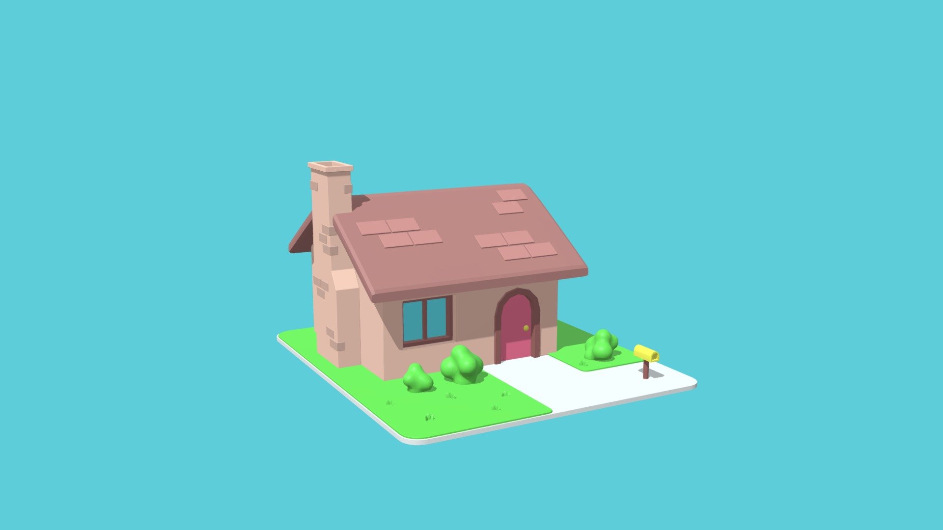A lowpoly cartoon house made while following Polygon Runway &ldquo;Cartoon House Blender Tutorial with Commentary
