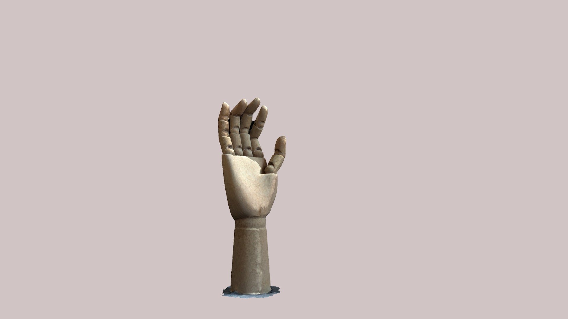 This is a photogrammetry scan of an articulated wooden hand 3d model
