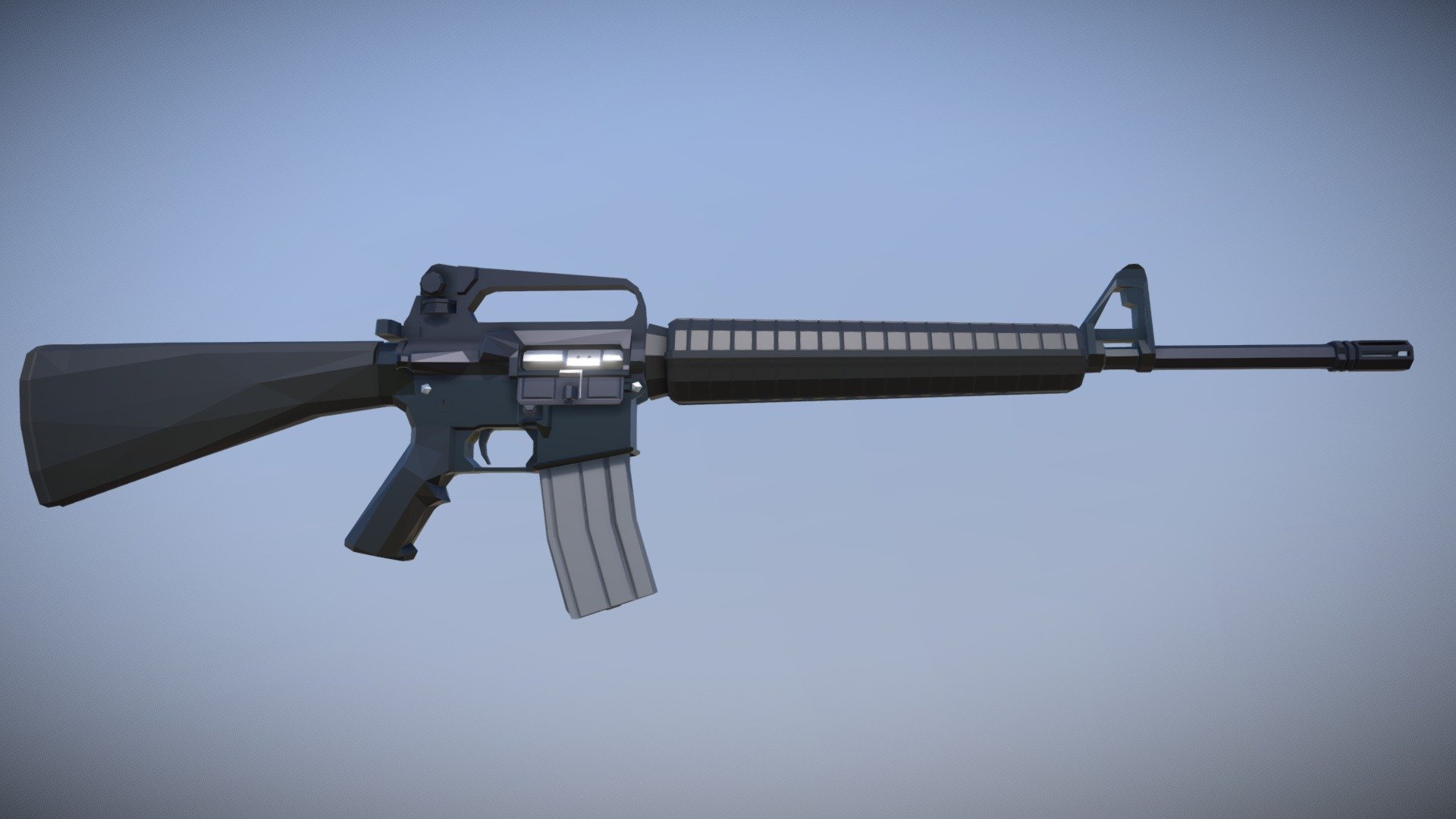 The M16A2, a rifle well known for the wars and conflicts it was seen in. It was adopted by the US Military in the 1980s, featuring an improved handguard, stronger stock, and brass deflector. Just like other M16 rifles before and after it, this weapon is easily distinguishable by its unique carryhandle, front sight and magazine.

Changelog:
31/08/2022
improved rear sight to more accurately represent the real thing, added additional details in stock, simplified geometry to keep tri count about the same, changed geometry to triangles to make exporting easier 3d model