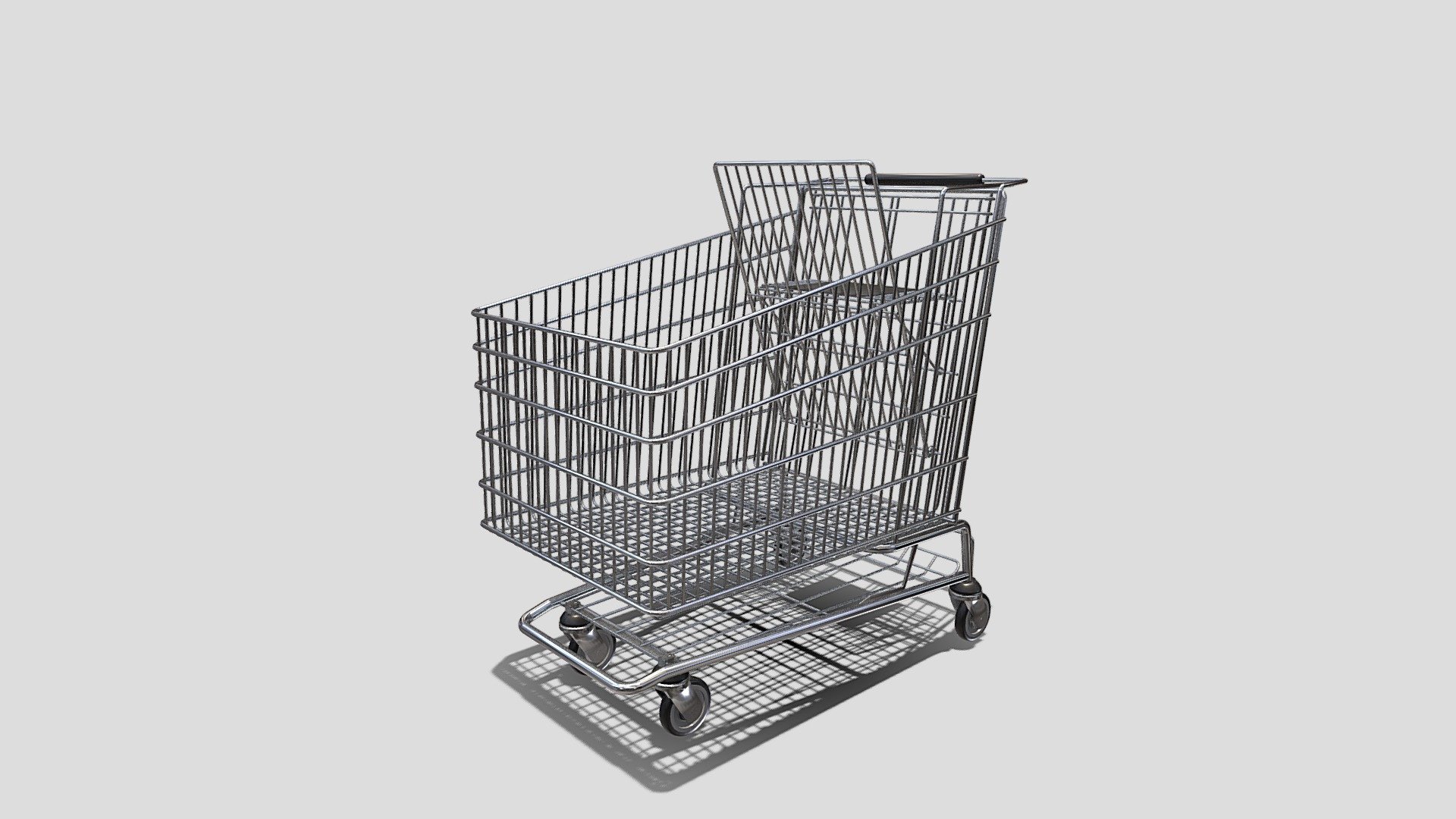 Shopping cart 3d model rendered with Cycles in Blender, as per seen on attached images. 
The model is scaled to real-life scale.

File formats:
-.blend, rendered with cycles, as seen in the images;
-.obj, with materials applied;
-.dae, with materials applied;
-.fbx, with materials applied;
-.stl;

3D Software:
The 3D model was originally created in Blender 3.1 and rendered with Cycles.

Materials and textures:
The models have materials applied in all formats, and are ready to import and render.
Materials are image based using PBR, the model comes with five 4k png image textures.

Preview scenes:
The preview images are rendered in Blender using its built-in render engine &lsquo;Cycles'.
Note that the blend files come directly with the rendering scene included and the render command will generate the exact result as seen in previews.
Scene elements are on a different layer from the actual model for easier manipulation of objects.

For any problems please feel free to contact me.

Don't forget to rate and enjoy! - Shopping cart v5 - Buy Royalty Free 3D model by dragosburian 3d model