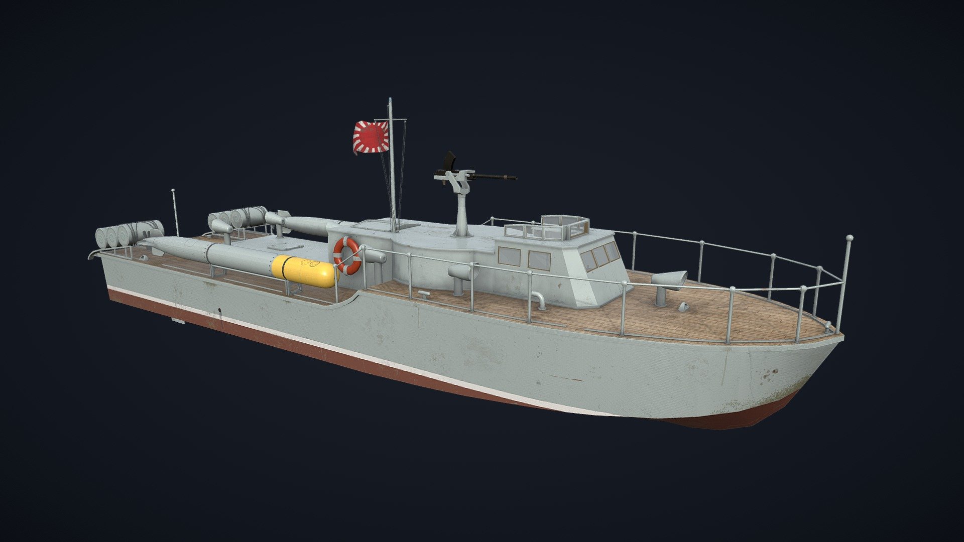 Personal project.
The small T-14 Class torpedo boat used by the Japanese army during WW2 naval battles 3d model