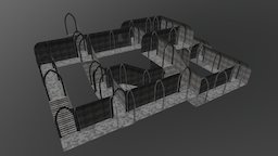 Example of a basic modular dungeon dungeon, underground, photoshop, 3dsmax, modular, basic, environment