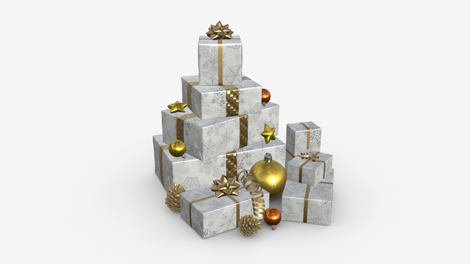 Christmas gifts with decorations 01 - Buy Royalty Free 3D model by HQ3DMOD (@AivisAstics) 3d model