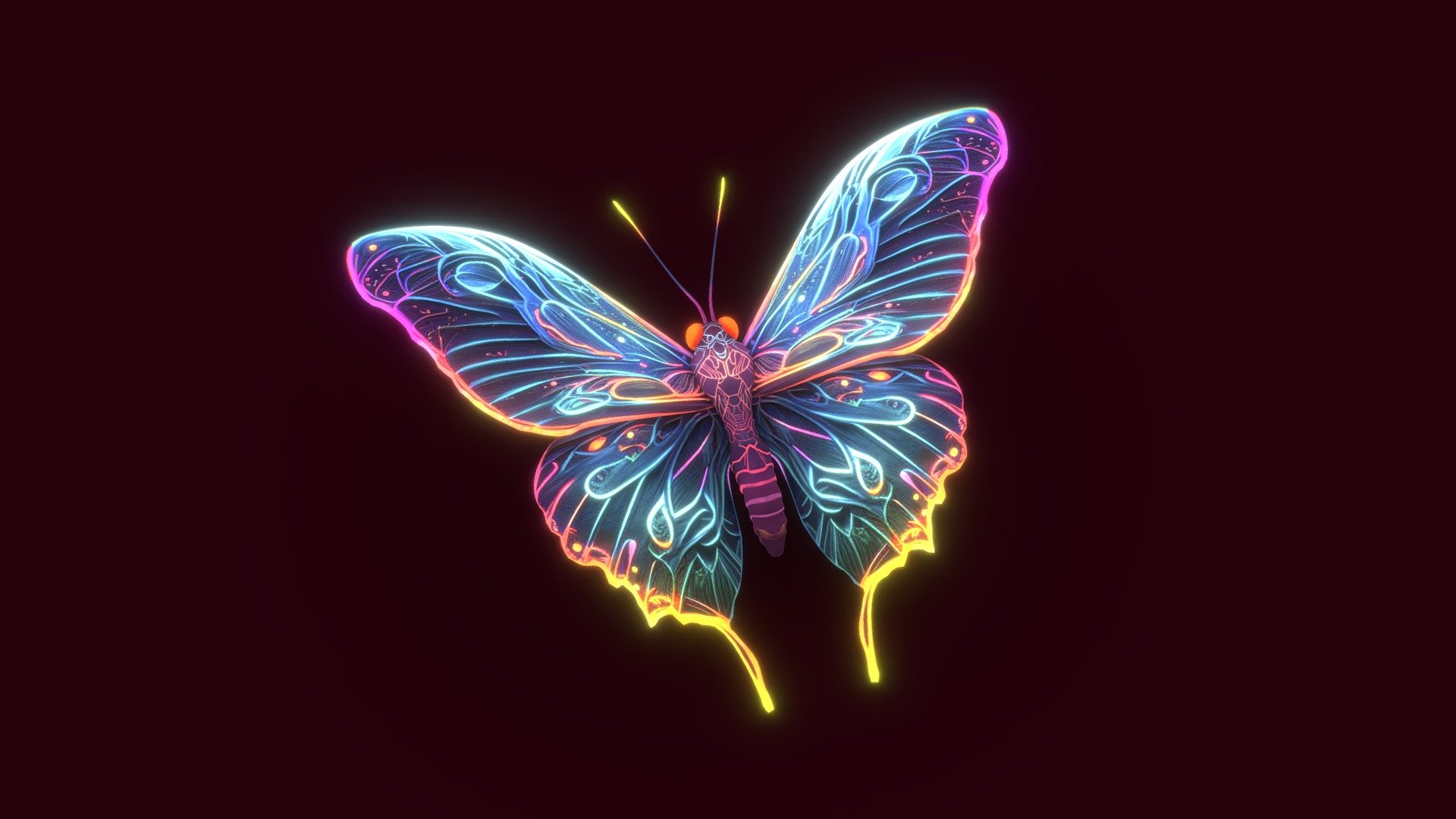I sincerely hope you enjoy the stunning neon butterfly, which I spent more time on in the still unfinished painting process than on creating the final model itself 3d model