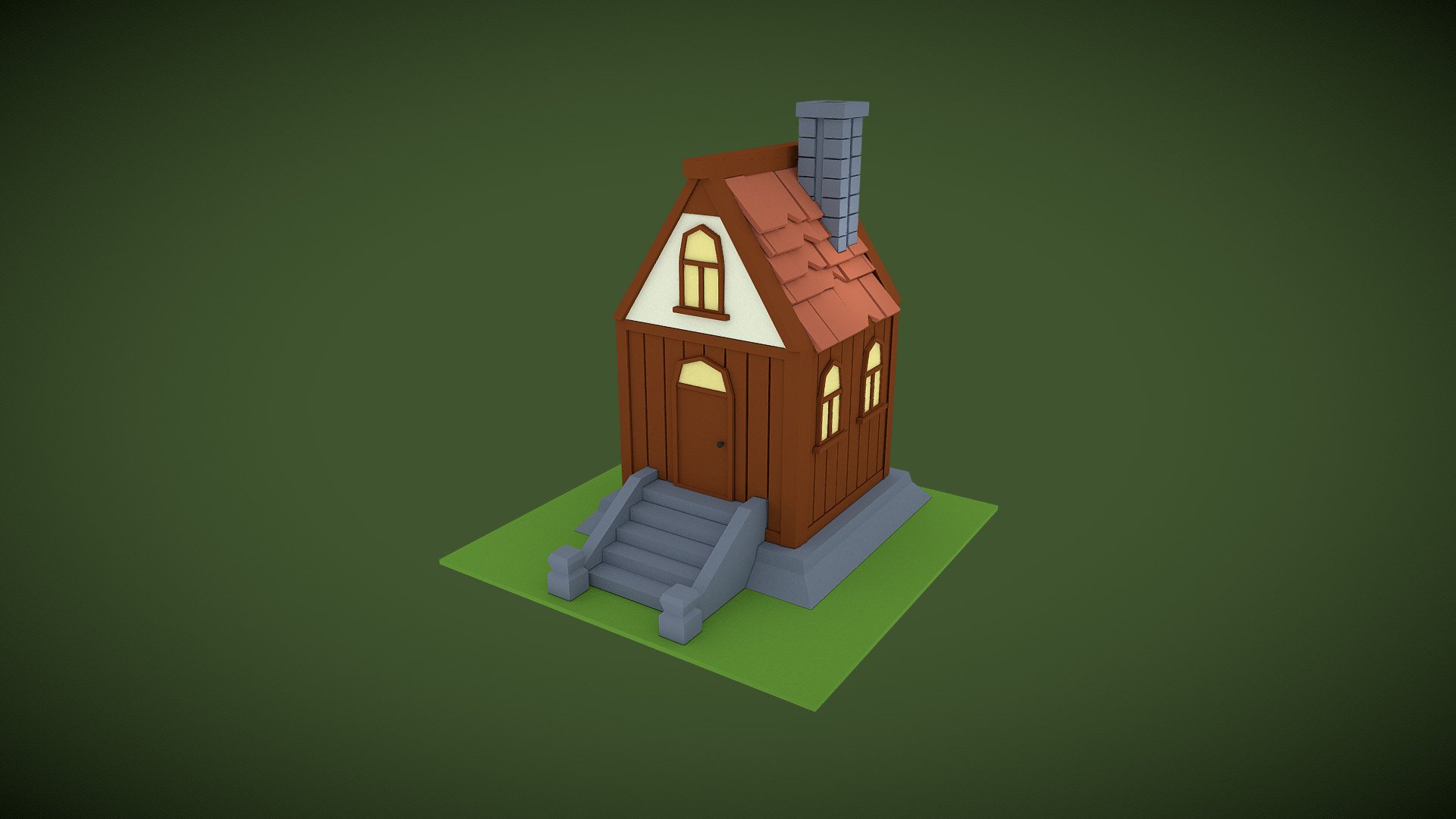 A simple cartoon-style house made in Blender 2.7 3d model