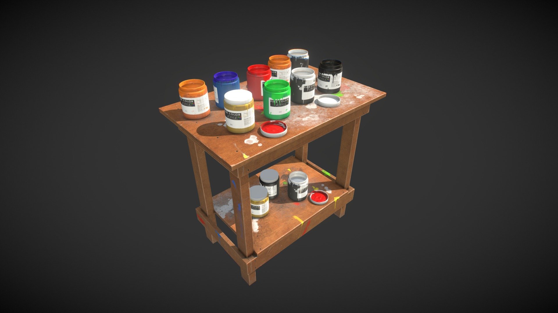 lowpoly game prop with PBR texture - Work Table with Acrylic - 3D model by J.Seok Lee (@sonaki82) 3d model