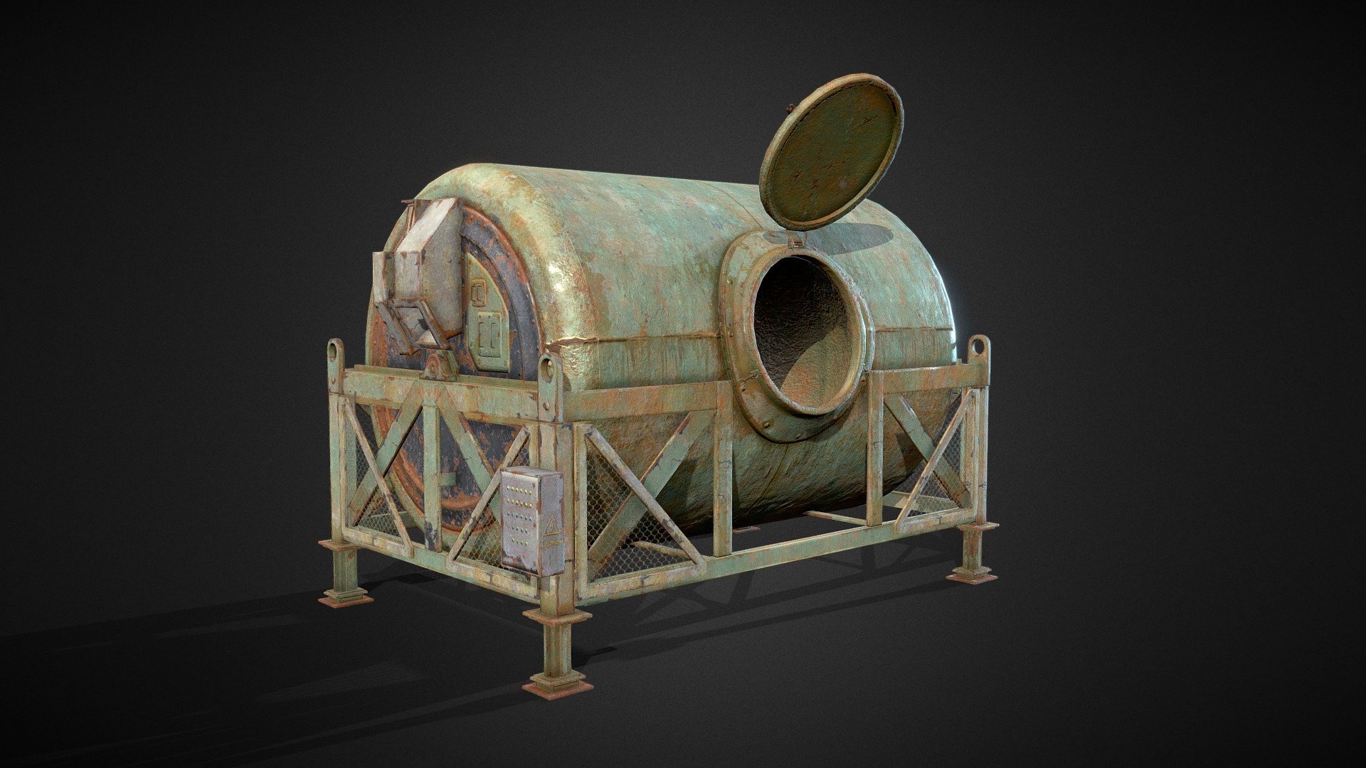 Recycling Rounded Dumpster, This asset was used in my Game Art Unreal project &ldquo;Alligator Farm