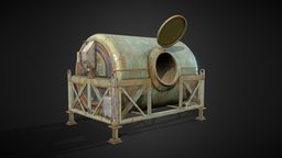 Recycling Dumpster steampunk, leather, recycling, mixer, science, reptile, alligator, scify, sciencefiction, epicgames, unrealengine, marmosettoolbag, wolfenstein, maya, lowpoly, gameart, gameasset, gameready, substance3dpainter, catlitter