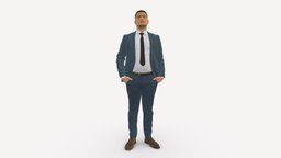 confused man in blue suit 1068 suit, style, people, clothes, miniatures, realistic, character, 3dprint, model, man, blue, male