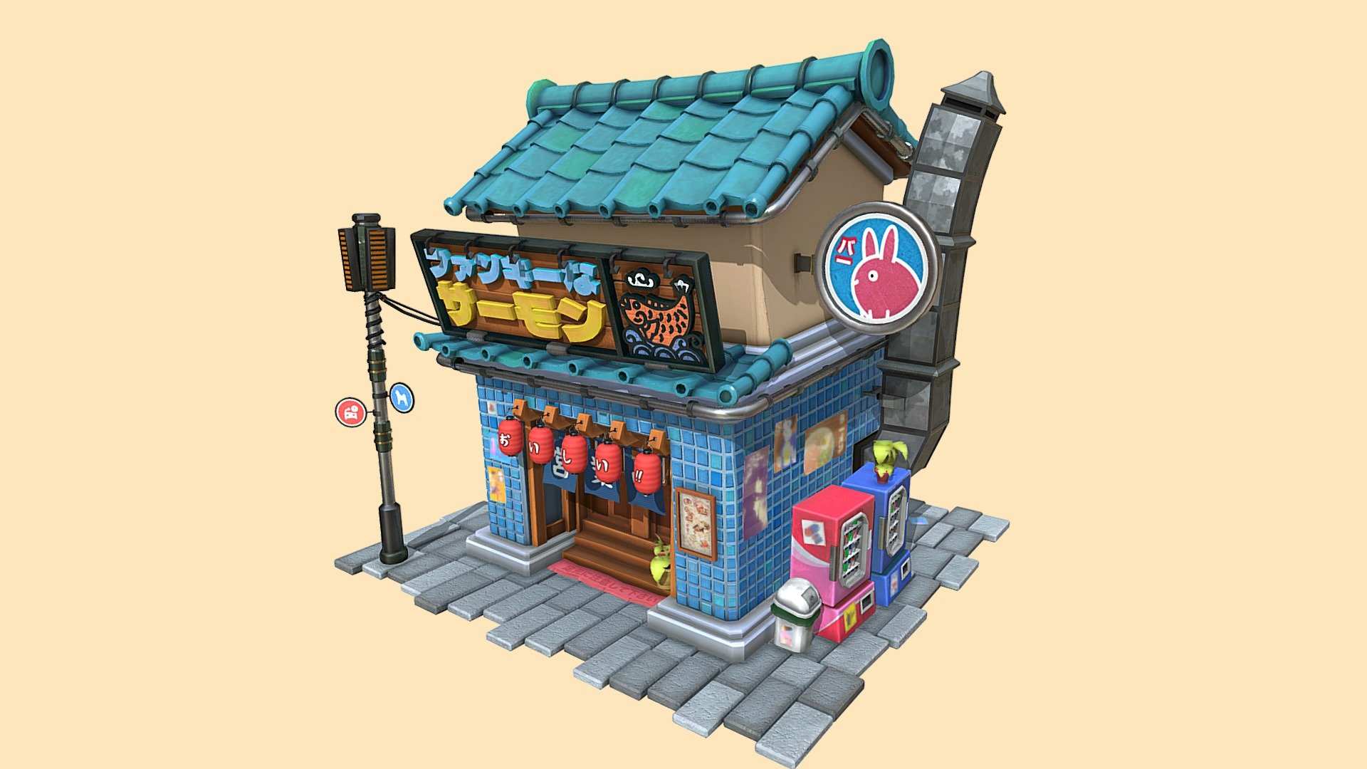 Stylized Japanese store right out of imaginary Tokyo. Blender, Substance Painter &amp; Photoshop 3d model