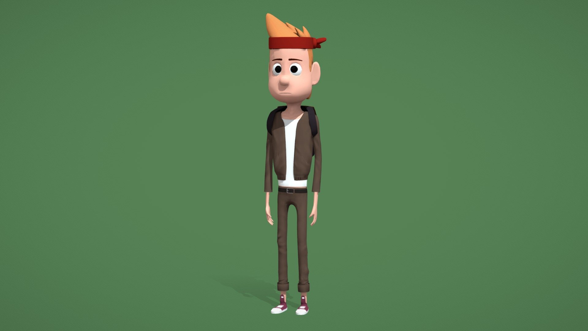 A video game character made for a school project. Didn't get me an A though because I didn't use enough of the 12 Principles of Animation as described by Frank Thomas and Ollie Johnston. Also, the UV-mapping is horrible 3d model