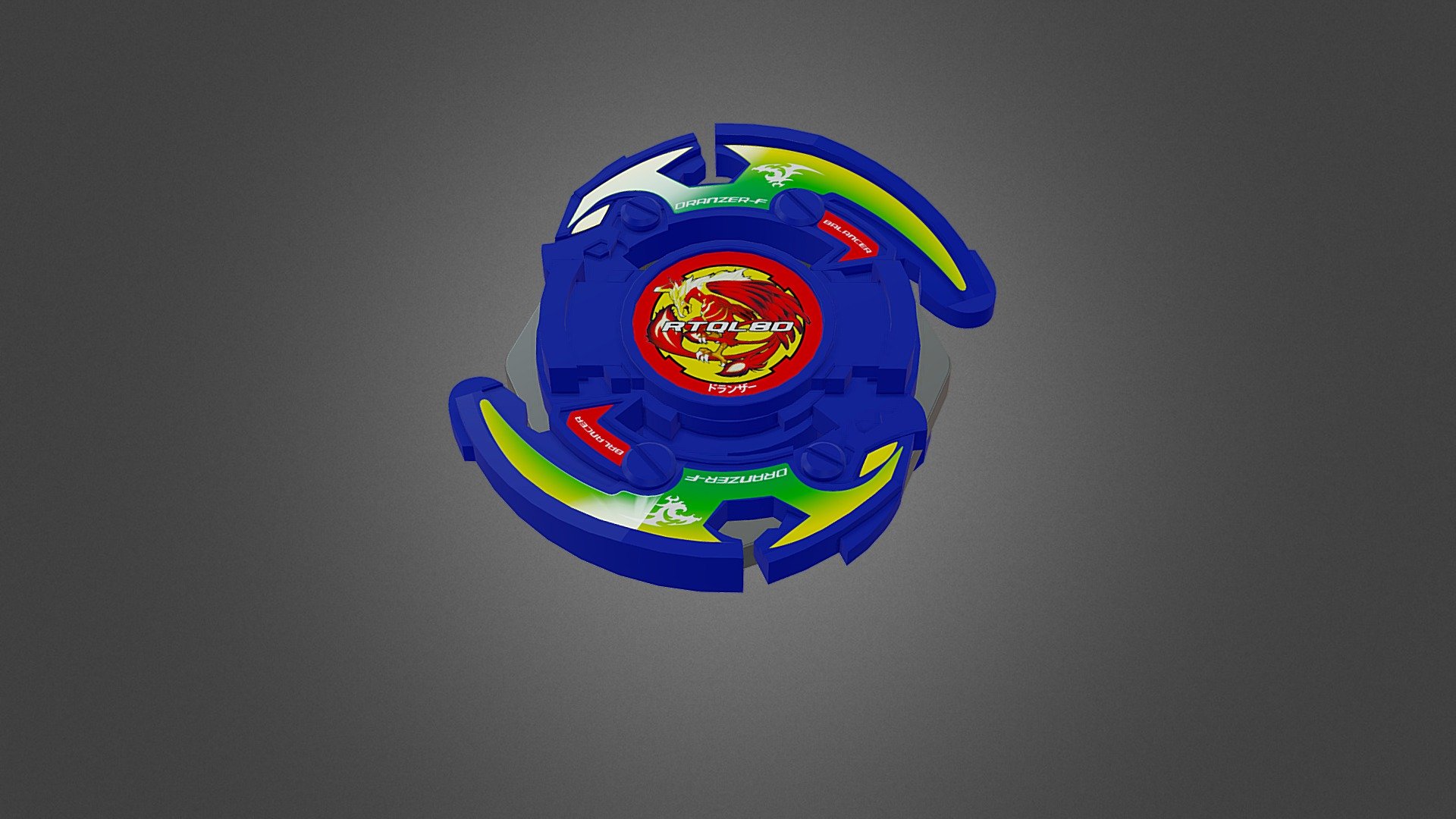 Kai's Beyblade from Season 1. Preceded by Dranzer S. Modelled in Fusion 360. Referenced the official Takara toy with digital calipers for accurate dimensions. Stickers designed in Illustrator 3d model