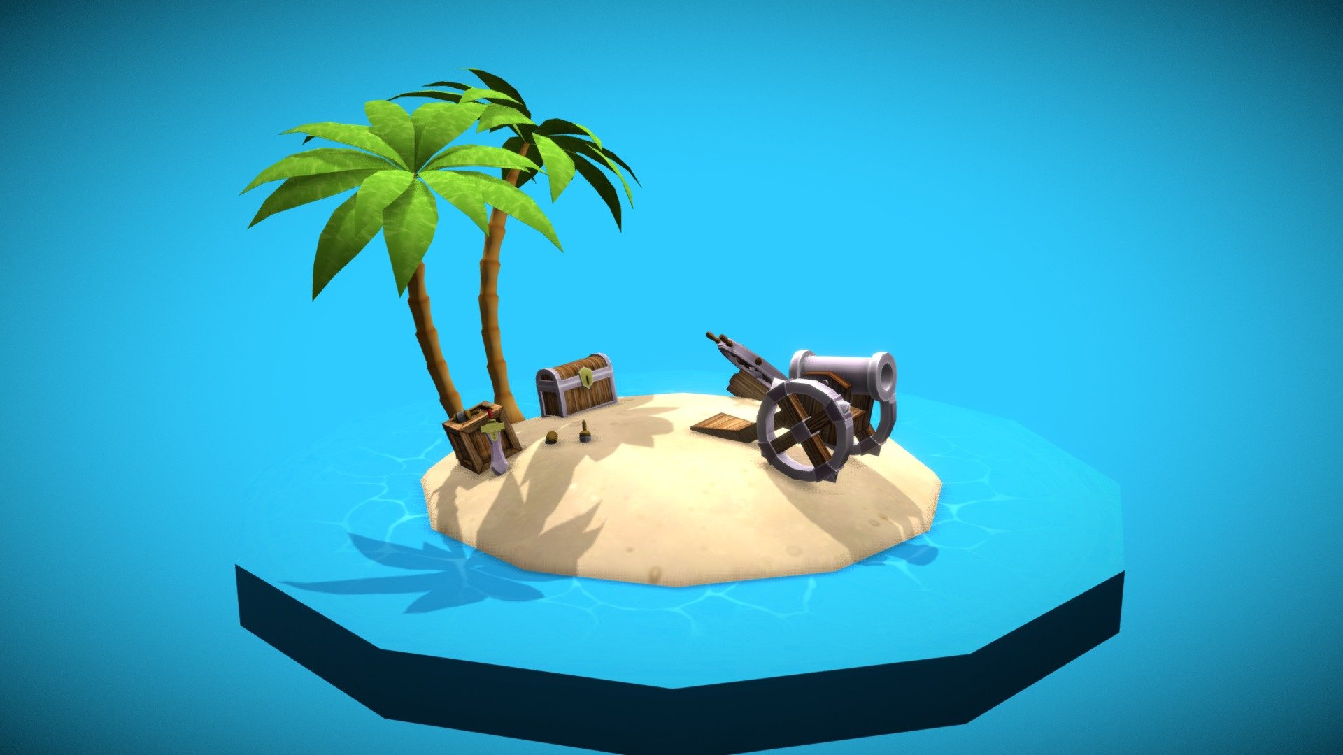 A simple 3D environment of a pirate island that was utilised for delivery in the training of 3DS Max in the Degree program at TAFE Queensland in partnership with University of Canberra, Semester 1 2017 - Pirate Island - 3D model by Joel Bennett (@jcbenne) 3d model